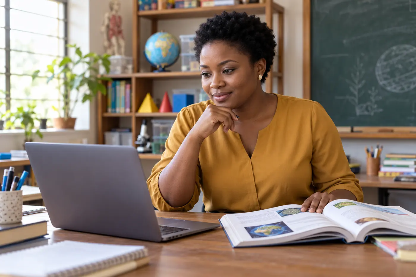 Illustrative education scene supporting E-Library